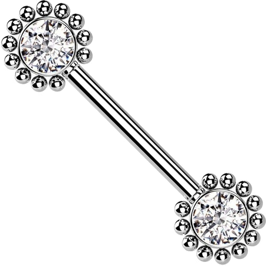 Piercing Capezzolo Fiori di zirconi Push-In