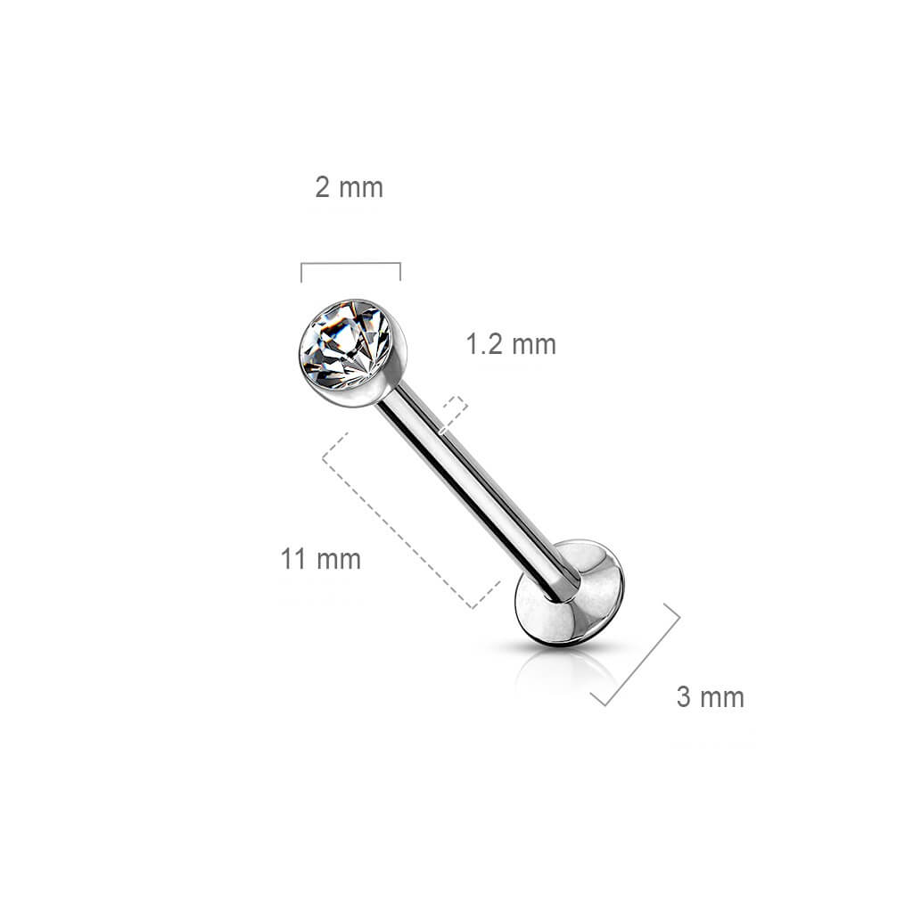 Labret Sfera d´argento con zirconi Push-In