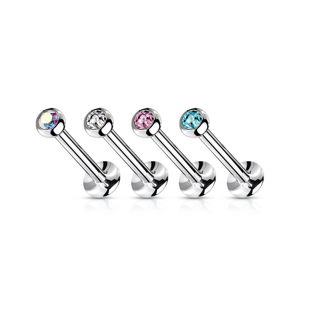 Labret Kugel Zirkonia Silber Push-In