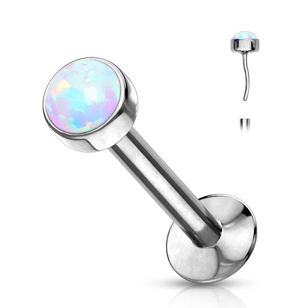 Labret Opal Rund Kesselfassung Silber