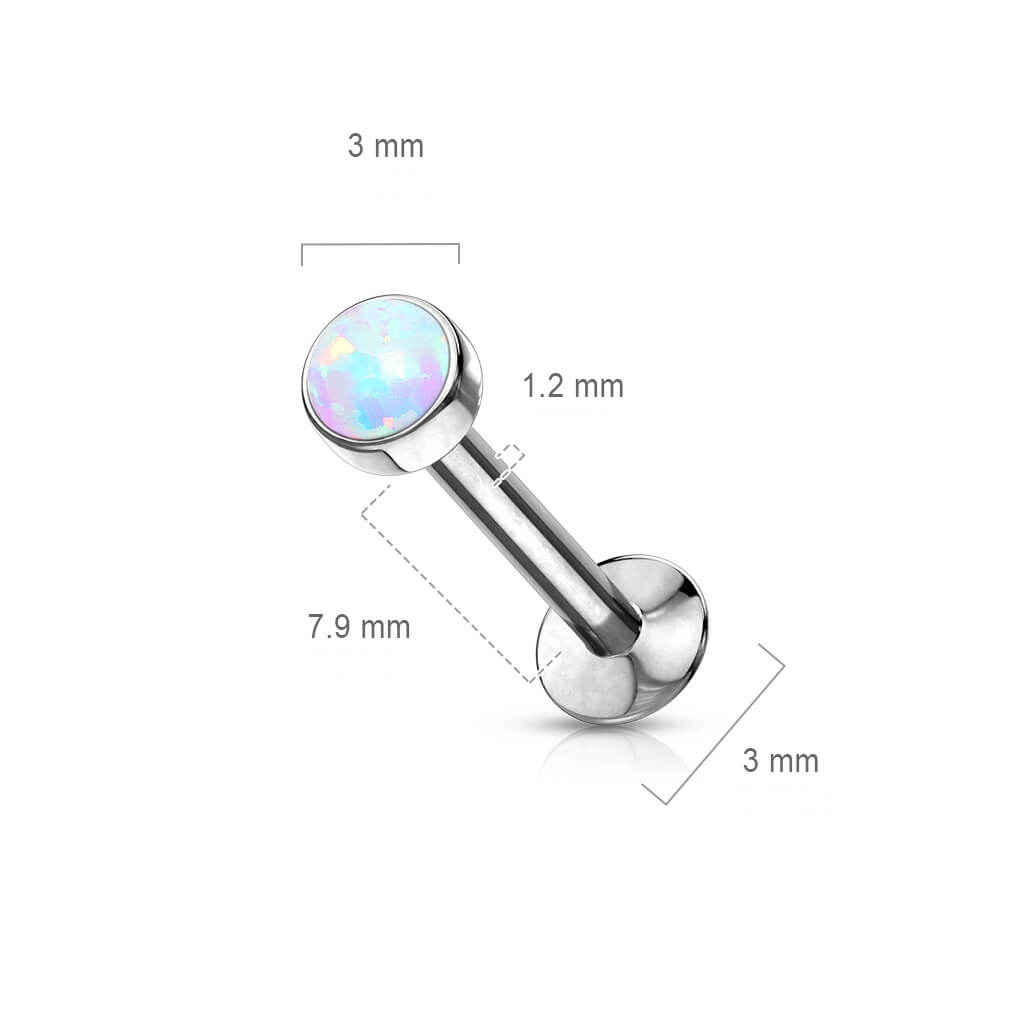 Labret Opal Rund Kesselfassung Silber