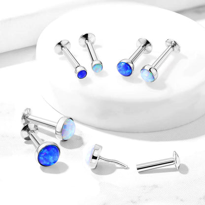 Labret Opal Rund Kesselfassung Silber