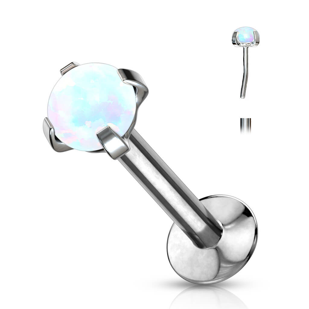 Labret Opal Round Bone Setting Silver