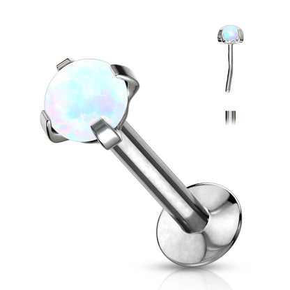 Labret Opal Round Bone Setting Silver