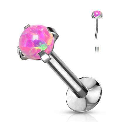 Labret Opal Round Bone Setting Silver