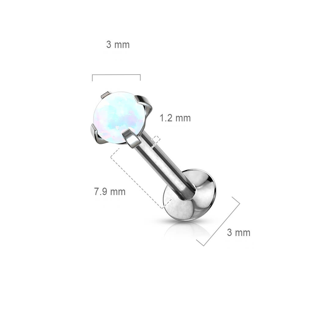 Labret Opal Round Bone Setting Silver