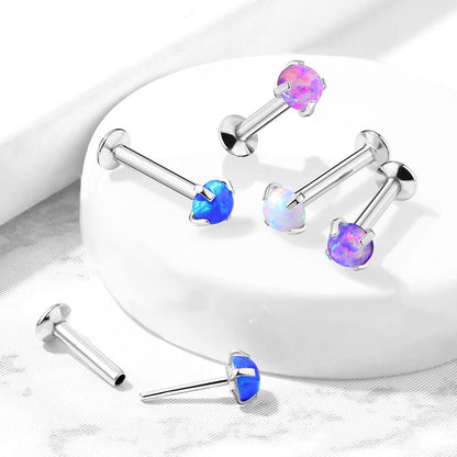 Labret Opal Round Bone Setting Silver