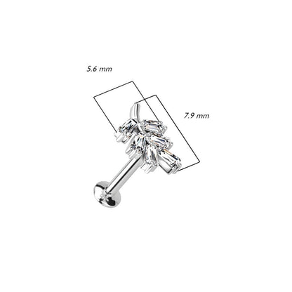 Labret Foglie di zirconi Push-In