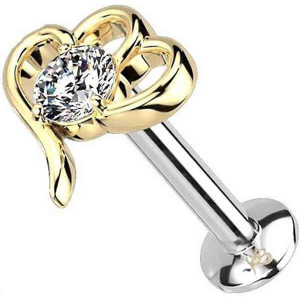 Labret Hearts Zirconia Push-In