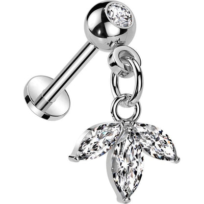 Labret pendentif feuille marquise zirconia Enfoncer