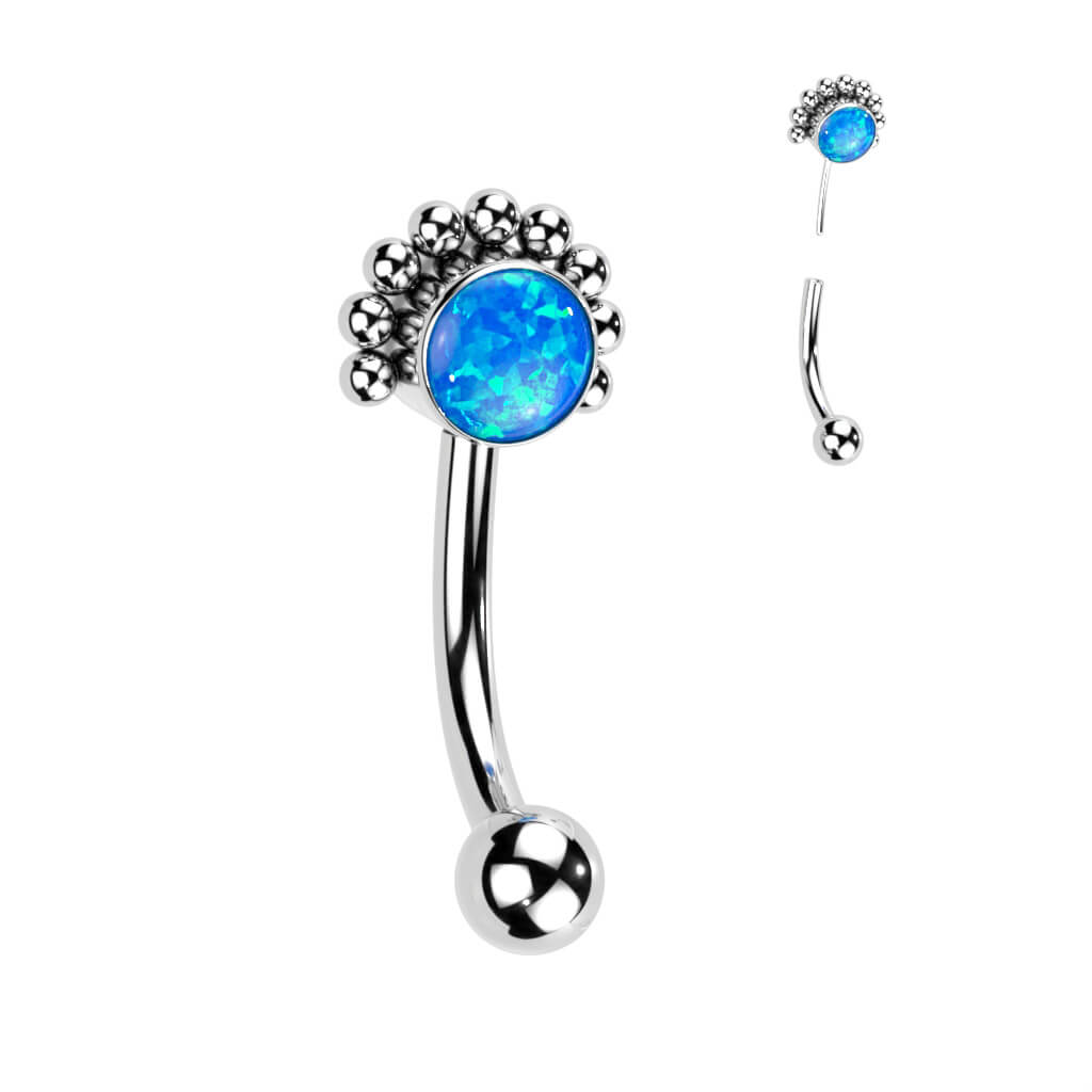 Titanio Piercing Sopracciglio Zircone / Opale e Argento Push-In