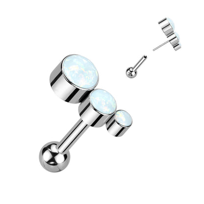 Titan Barbell Zirkonia Opal Silber Push-In