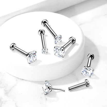 Titanio Labret Zircone e Argento Push-In