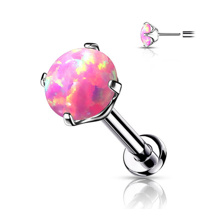 Tytan labret opal srebrny push-in