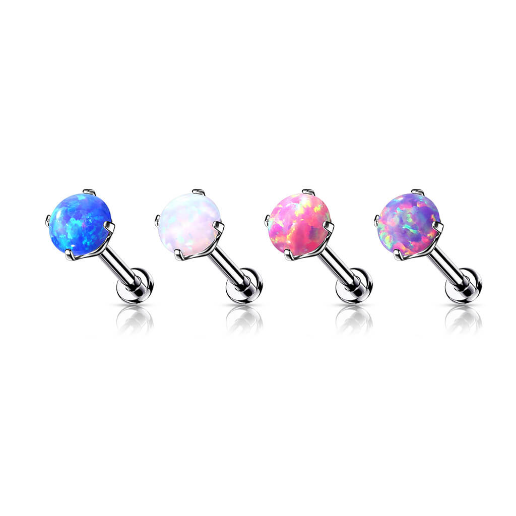 Tytan labret opal srebrny push-in