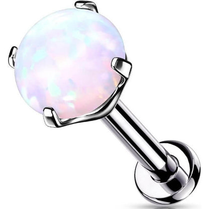 Tytan labret opal srebrny push-in