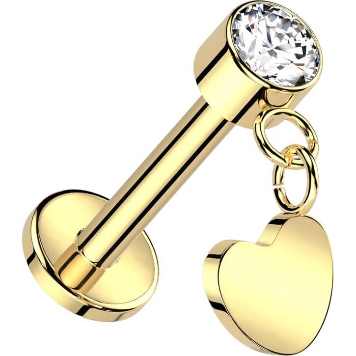 Titanio Labret Zircone con Cuore pendente Push-In