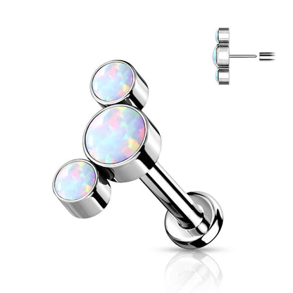 Titane Labret 3 Opales Argent Enfoncer