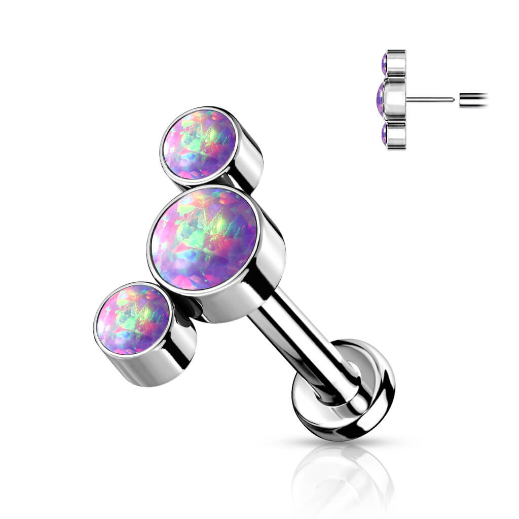 Titane Labret 3 Opales Argent Enfoncer