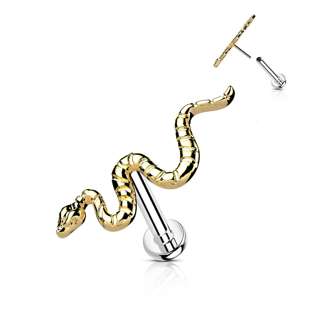 Titanio Serpiente Oro Push In Labret