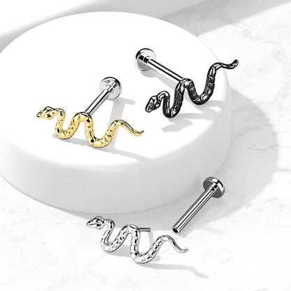 Titanio Labret Serpente Oro Push-In