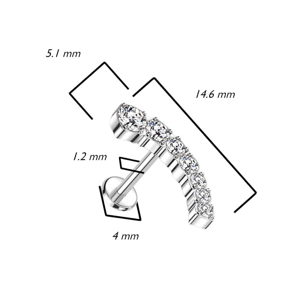 Titane Labret Zircone Courbe Enfoncer