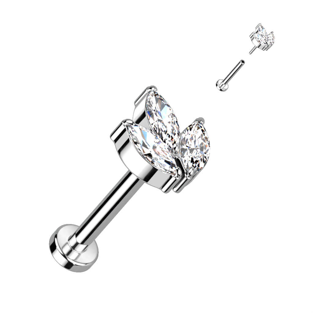 Titanio Labret Zirconi con taglio marquise Push-In