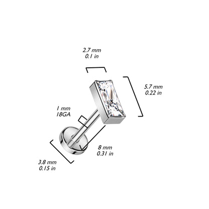 Titanium Labret Rectangular Zirconia Push-In