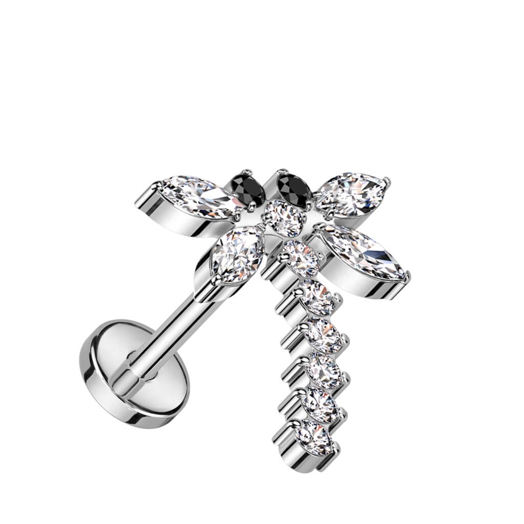 Titanium Labret Dragonfly Zirconia Push-In