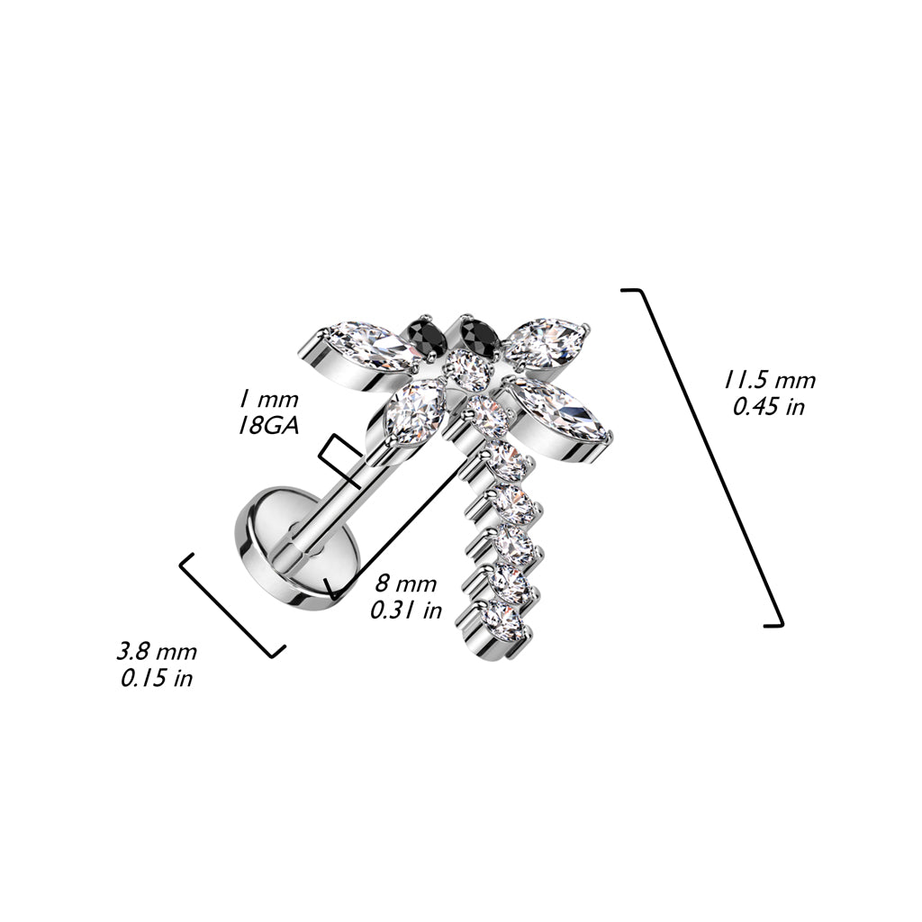 Titanium Labret Dragonfly Zirconia Push-In