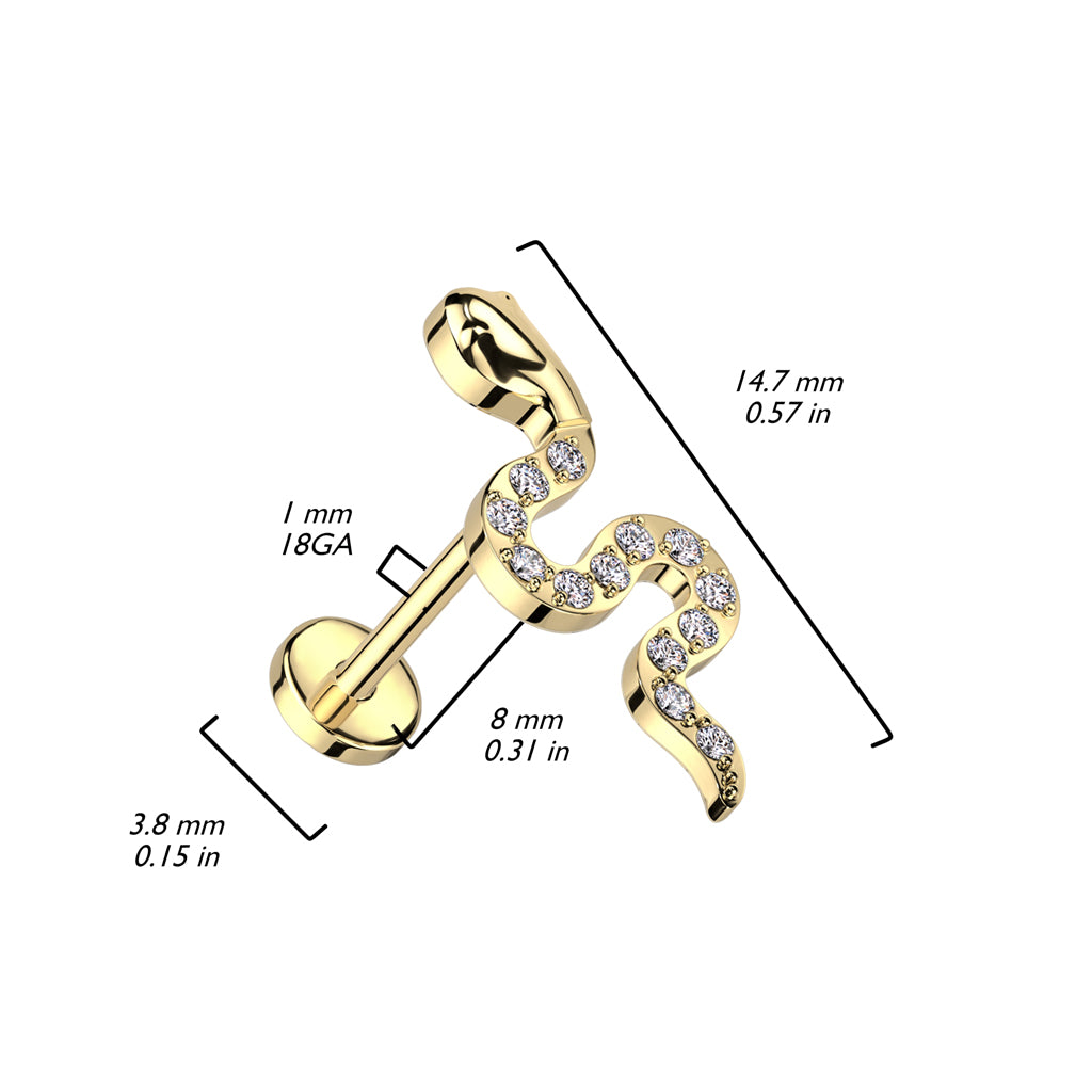 Titan Labret Schlange Zirkonia Push-In