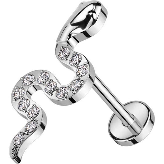 Titanium Labret Snake Zirconia Push-In