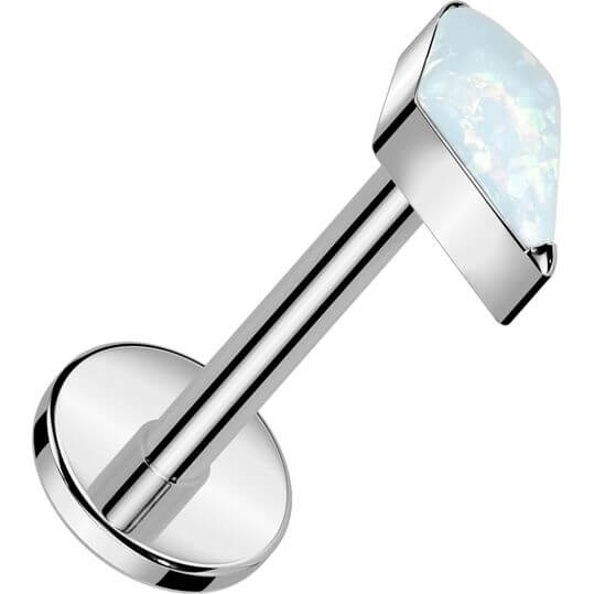 Titanium Labret diamond shaped zirconia opal Push-In