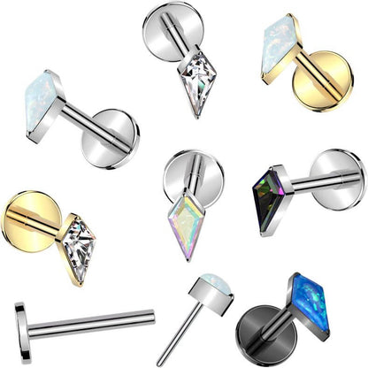 Titane Labret pierre naturelle zirconite opale taillée en diamant Enfoncer