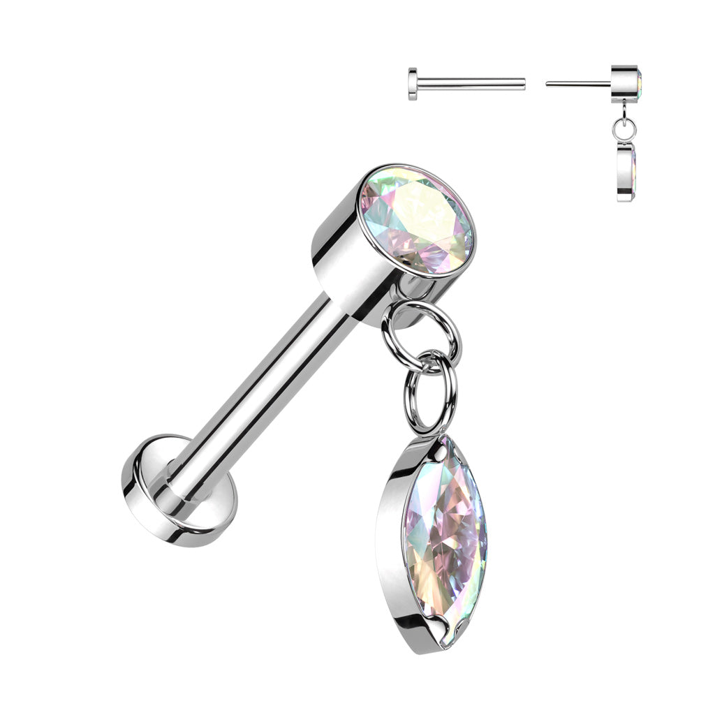 Titane Labret Goutte Pendentif Zircone Enfoncer