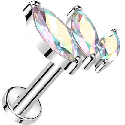 Titane Labret 3 Zircone Marquise Enfoncer