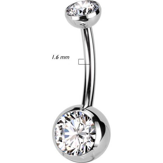 Titan Bauchnabelpiercing Zargenfassung Zirkonia Push-In