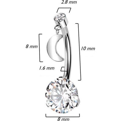 Titanio Piercing ombligo Circonitas con Luna Colgante Push In