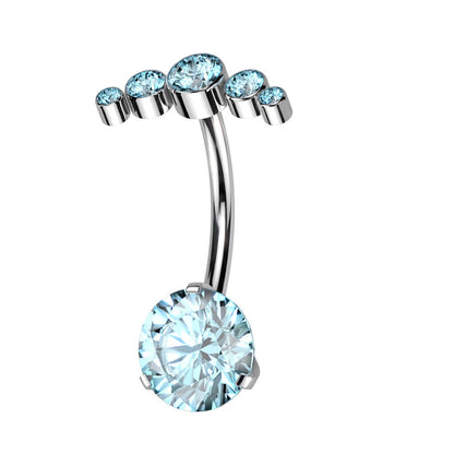 Titan Bauchnabelpiercing Fächer Zirkonia Push-In