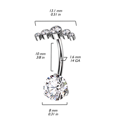 Titan Bauchnabelpiercing Fächer Zirkonia Push-In