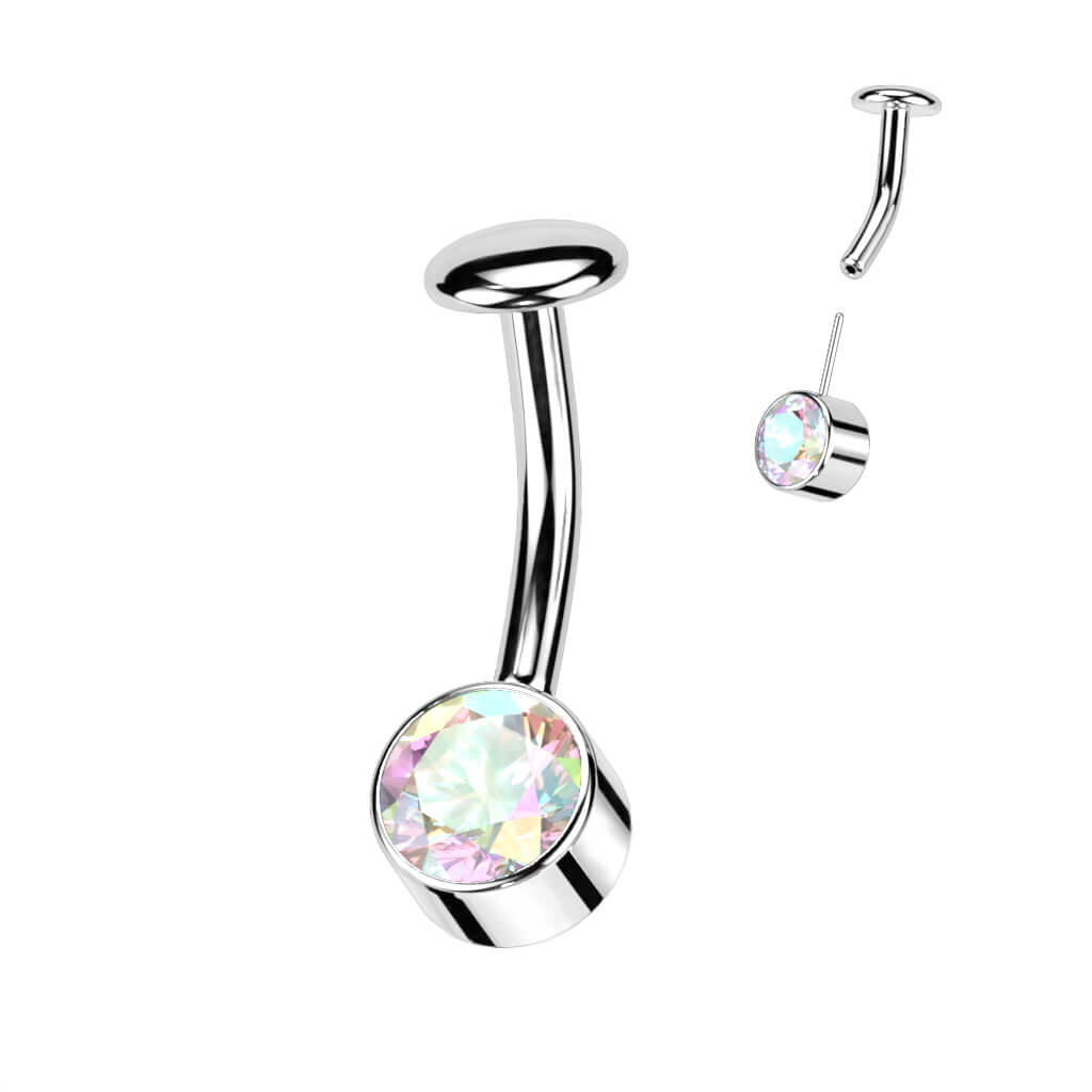 Titanio Piercing ombligo Circonita enmarcada Plata Push In