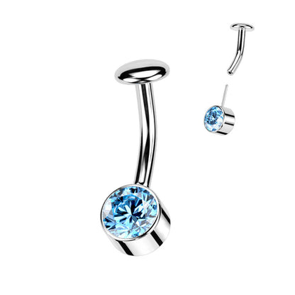 Titan Bauchnabelpiercing Zirkonia Zargenfassung Silber Push-In