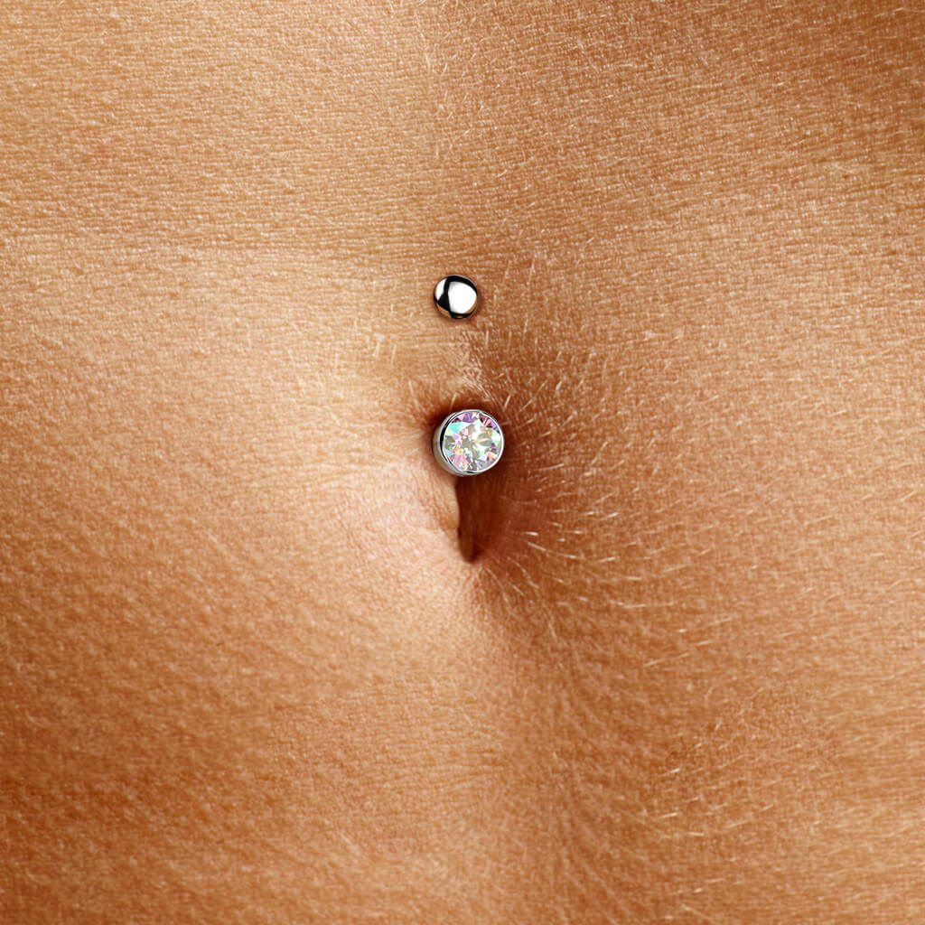 Titanio Piercing ombligo Circonita enmarcada Plata Push In