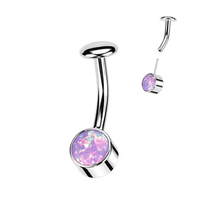 Titanio Piercing Ombelico Opale con montatura d´argento Push-In