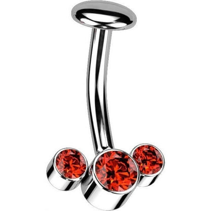 Titanio Piercing ombligo 3 Circonita Plata Push In