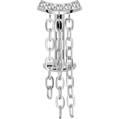 Titanium Belly Button Piercing 3 chains zirconia Push-In