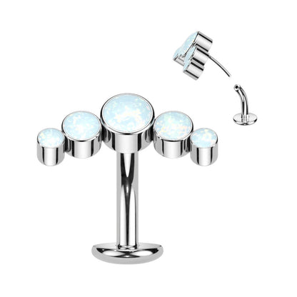 Titane Piercing Nombril 5 Opales Silver Enfoncer