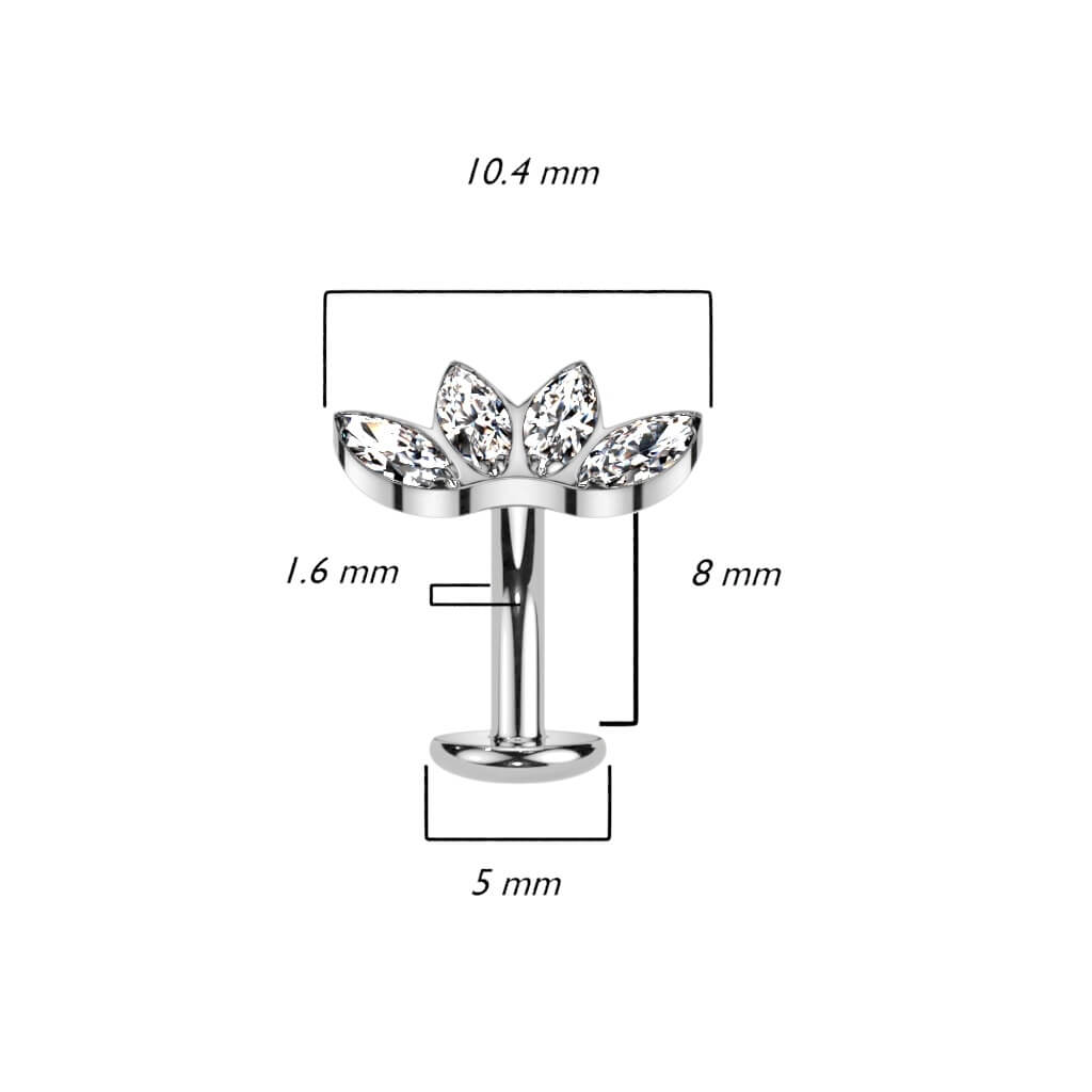 Titanio Piercing ombligo 4 Circonita talla turquesa Push In