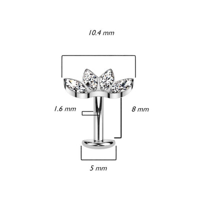 Titanio Piercing ombligo 4 Circonita talla turquesa Push In