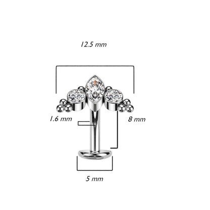 Titanio Piercing ombligo Circonita Ópalo Plata Push In